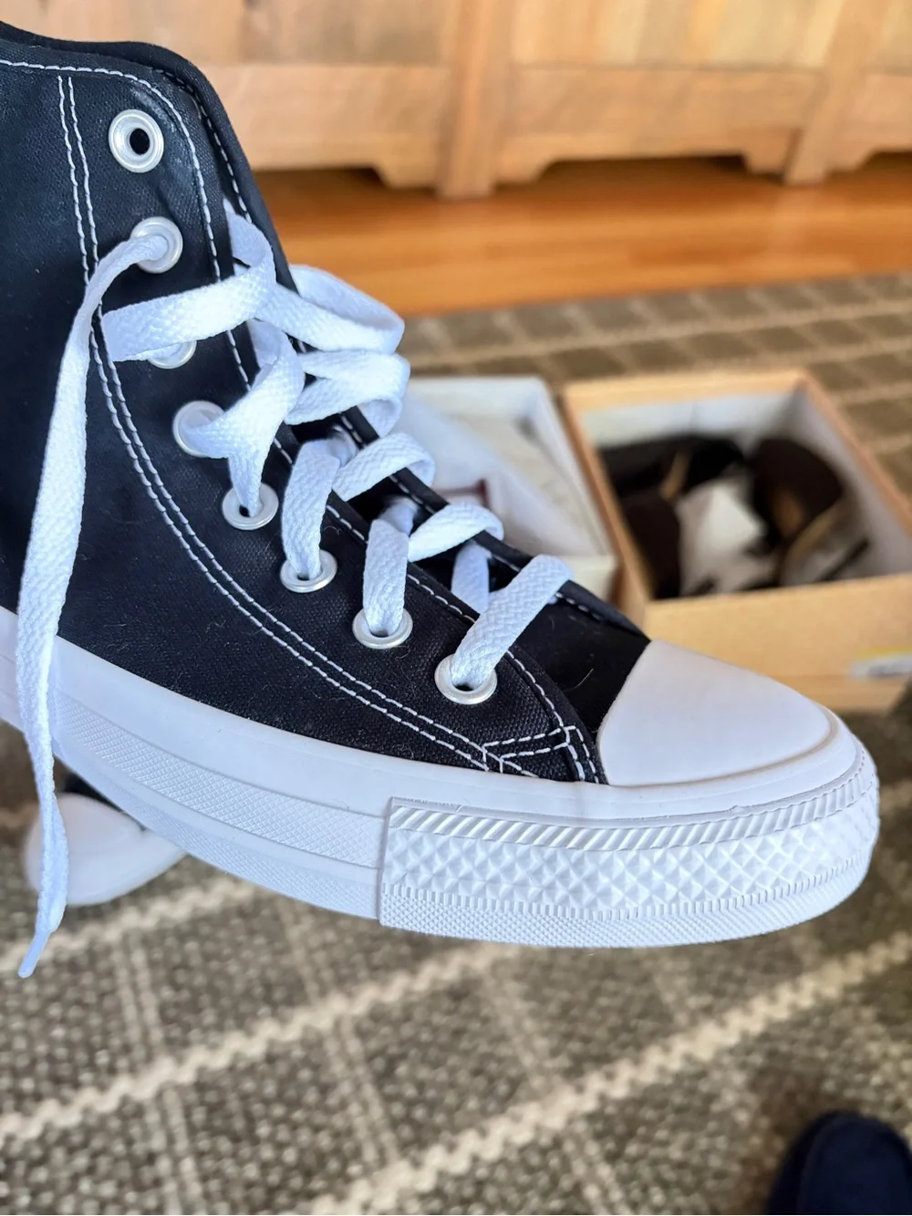 Converse Black and White High-Top Sneaker - Picture 4 of 5